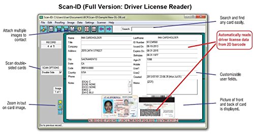 Duplex Driver License Scanner with Age Verification (w/Scan-ID Full Version, for Windows)