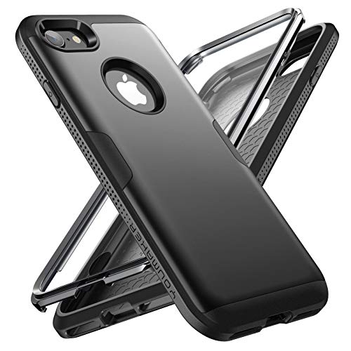 YOUMAKER Designed for iPhone 8 Case & iPhone 7 Case, Full Body Rugged with Built-in Screen Protector Heavy Duty Protection Slim Fit Shockproof Cover for Apple iPhone 8 4.7 Inch - Black