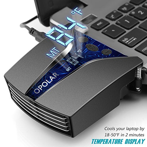 OPOLAR Laptop Fan Cooler with Temperature Display, Rapid Cooling, Auto-Temp Detection, 13 Wind Speed(2600-5000RPM), Perfect for Gaming Laptop, Nintendo Switch