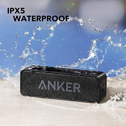 Upgraded, Anker Soundcore Bluetooth Speaker with IPX5 Waterproof, Stereo Sound, 24H Playtime, Portable Wireless Speaker for iPhone, Samsung and More