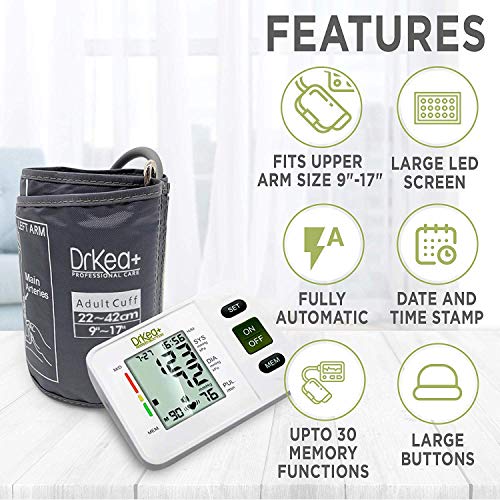 Blood Pressure Monitor Upper Arm - Fully Automatic Blood Pressure Machine Large Cuff Kit - Digital BP Monitor for Adult, Pregnancy - Blood Pressure Kit for Home Use - Batteries, Storage Bag Included