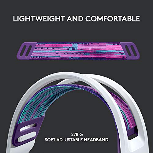 Logitech G733 Lightspeed Wireless Gaming Headset with Suspension Headband, LIGHTSYNC RGB, Blue VO!CE mic Technology and PRO-G Audio Drivers - White