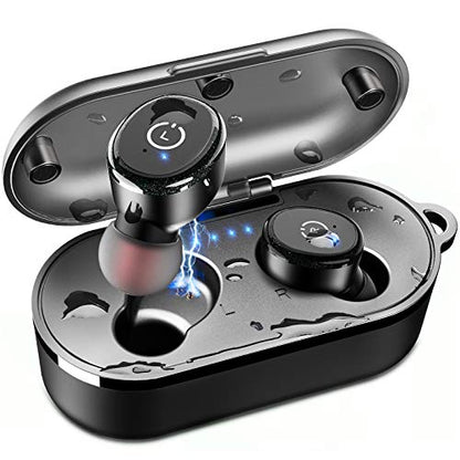 TOZO T10 Bluetooth 5.0 Wireless Earbuds with Wireless Charging Case IPX8 Waterproof TWS Stereo Headphones in Ear Built in Mic Headset Premium Sound with Deep Bass for Sport Black