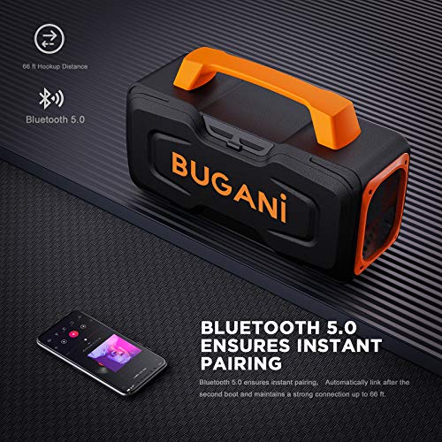 Bluetooth Speakers, BUGANI M118 Portable Bluetooth Speakers, 50W Super Power, Fast Charging, Outdoor Bluetooth Speaker for Parties, Singing and Travel (Orange) …