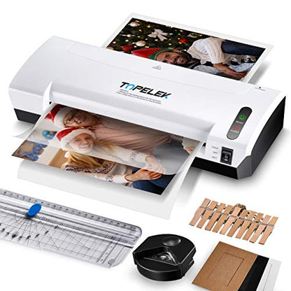 Laminator Machine, TOPELEK 5-in-1 A4 Thermal Laminator Machine with 30 Laminating Pouches, Paper Trimmer, Corner Rounder, Photo Clip Kit, Hot & Cold Laminating Machine for Home Office School