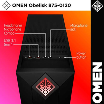 Omen by HP Obelisk Gaming Desktop Computer, Intel Core i5-9400F Processor, NVIDIA GeForce GTX 1660 6 GB, HyperX 8 GB RAM, 512 GB SSD, VR Ready, Windows 10 Home (875-0120, Black)