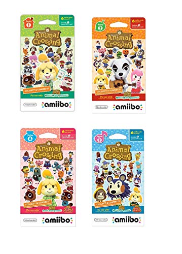 Nintendo Animal Crossing amiibo Cards Series 1, 2, 3, 4 for Nintendo Wii U and 3DS, 1-Pack (6 Cards/Pack) (Bundle) Includes 24 Cards Total