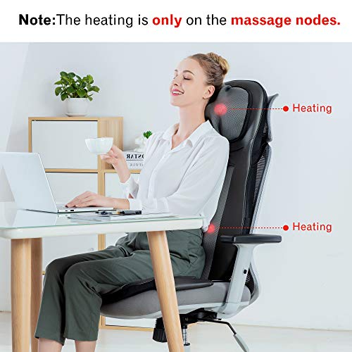 Snailax shiatsu Neck & Back Massager with Heat, Full Back Kneading Shiatsu or Rolling Massage, Massage Chair pad with Height Adjustment, Relieve Muscle Pain for Back Shoulder and Neck