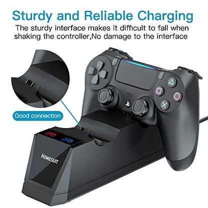 PS4 Controller Charger,Homesuit PS4 Controller Charging Station with Dual Shock USB and Led Indicator for Sony Playstation 4/PS4/PS4 Slim/PS4 Pro Controller,Black