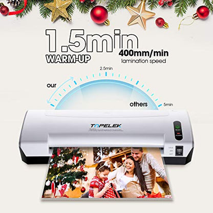 Laminator Machine, TOPELEK 5-in-1 A4 Thermal Laminator Machine with 30 Laminating Pouches, Paper Trimmer, Corner Rounder, Photo Clip Kit, Hot & Cold Laminating Machine for Home Office School