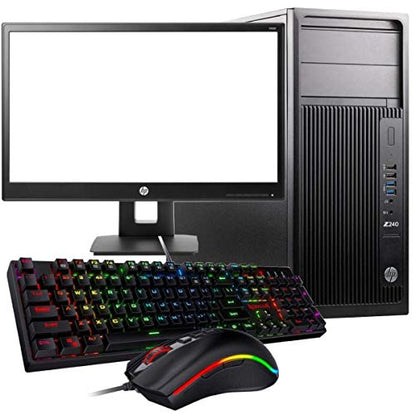 HP Z240 Tower Budget Gaming System w/New 21.5” Monitor, i5-6500 up to 3.6GHz, 16GB DDR4 RAM, 1TB SSD Drive, USB 3.0, NVIDIA GeForce GT 710 2GB, RGB Keyboard & Mouse WiFi + BT 4.0 Windows 10 (Renewed)