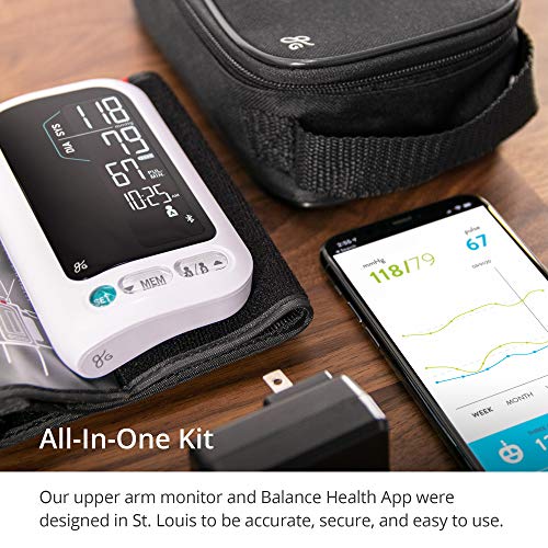 GreaterGoods All-in-One Smart Blood Pressure Monitor Pack, Upper Arm Cuff, Cordless, Wireless, Rechargeable, Automatic and Bluetooth (Upper Arm Cuff)