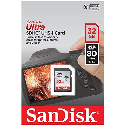 SanDisk Ultra 32GB Class 10 SDHC UHS-I Memory Card up to 80MB/s (SDSDUNC-032G-GN6IN)