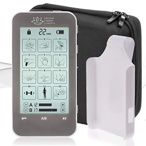 TENS Unit and EMS Combination Muscle Stimulator with 2 Channels, 12 Modes for Pain Management for Back, Neck, Arms, Legs, Abs, and Muscle Rehabilitation -With Belt Clip and Protective Hard Travel Case