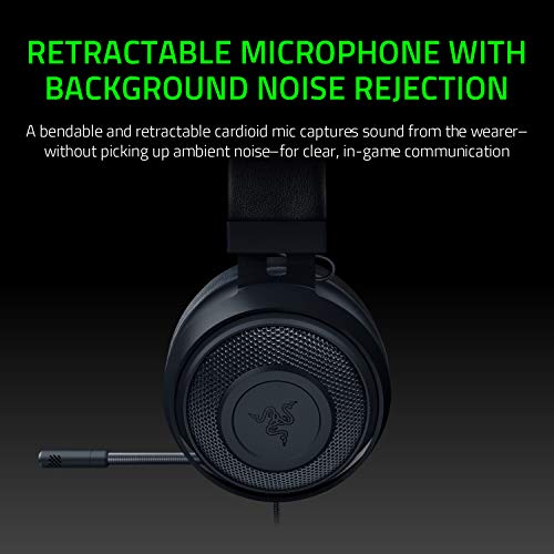 Razer Kraken Tournament Edition THX 7.1 Surround Sound Gaming Headset: Retractable Noise Cancelling Mic - USB DAC -  For PC, PS4, PS5, Nintendo Switch, Xbox One, Xbox Series X & S, Mobile – Black