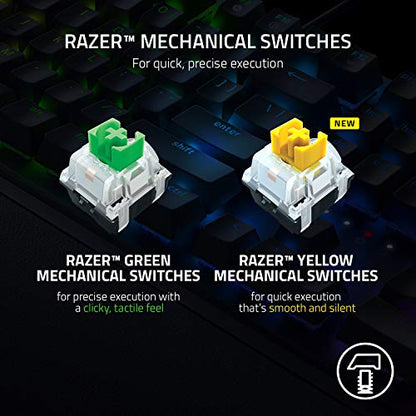 Razer BlackWidow V3 Mechanical Gaming Keyboard: Yellow Mechanical Switches - Linear & Silent - Chroma RGB Lighting - Compact Form Factor - Programmable Macro Functionality - USB Passthrough