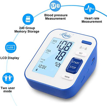 Lovia Blood Pressure Monitor-Automatic Upper Arm Blood Pressure Machine Cuff Kit with Backlit Display,Irregular Heartbeat & Hypertension Detector,120 Sets Memory