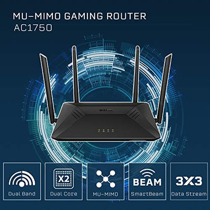 D-Link Wireless AC1750 WiFi Router – Smart Dual Band – MU-MIMO – Powerful Dual Core Processor – Blazing Fast Wi-Fi for Gaming and 4K Streaming – Reliable Coverage (DIR-867-US)