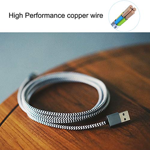 Micro USB Cable 10ft 3Pack by Ailun High Speed 2.0 USB A Male to Micro USB Sync Charging Nylon Braided Cable for Android Phone Charger Cable Tablets Wall and Car Charger Connection Silver&Blackwhite