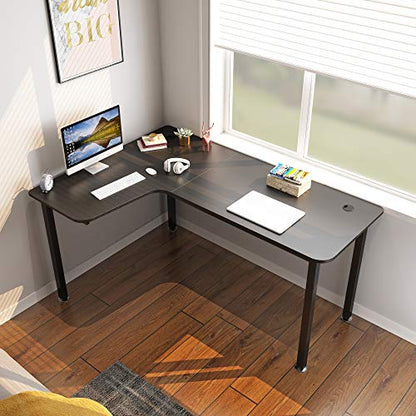 DESIGNA L Shaped Desk Computer Gaming Desk 60'', Office Desk with Mouse Pad, Corner Desk Easy to Assemble, Black