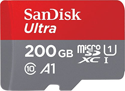 SanDisk 200GB Ultra microSDXC UHS-I Memory Card with Adapter - 120MB/s, C10, U1, Full HD, A1, Micro SD Card - SDSQUA4-200G-GN6MA