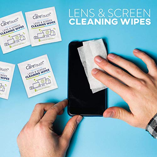 Care Touch Lens Cleaning Wipes - 210 Pre-Moistened and Individually Wrapped Lens Cleaning Wipes - Great for Eyeglasses, Tablets, Camera Lenses, Screens, Keyboards and Delicate Surfaces
