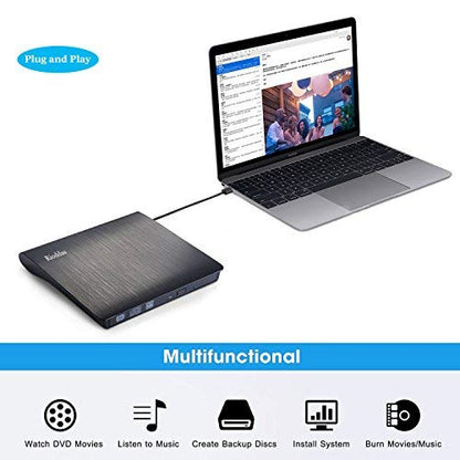 External CD Drive USB 3.0 Portable CD DVD +/-RW Drive DVD/CD ROM Rewriter Burner Writer Compatible with Laptop Desktop PC Windows Mac Pro MacBook