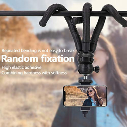 Naohiro Phone Camera Gopro Tripod, Portable and Flexible Phone Tripod Stand with Wireless Remote and Phone Holder, Tripod for iPhone/Android Smartphone/Camera/Sports Camera