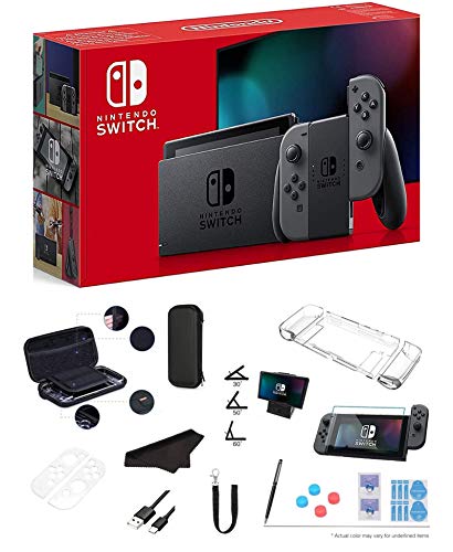 Newest Nintendo Switch 32GB Console with Gray Joy-Con, 6.2" Multi-Touch 1280x720 Display, WiFi, Bluetooth, HDMI and GalliumPi 12-in-1 Bundle