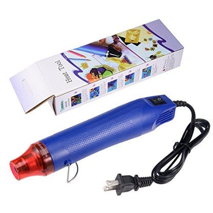 uxcell Mini Heat Gun 300W 110V Portable Hot Air Gun for Small Projects - Electronics, Crafts, Beading, Melting, Embossing, Removing Blue Shell Red Mouth