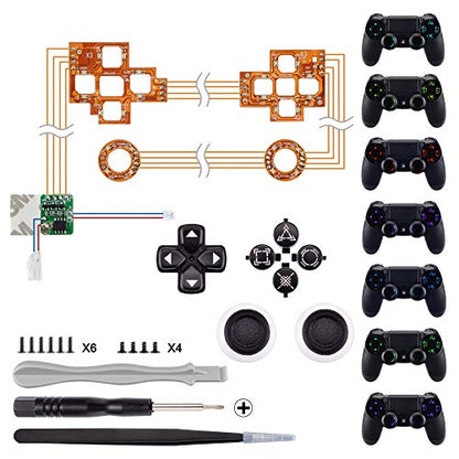 eXtremeRate Multi-Colors Luminated D-pad Thumbsticks Face Buttons (DTF) LED DIY Kit with Classical Symbols Buttons Set for PS4 Controller Universal - 7 Colors 9 Modes Touch Control