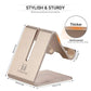 Cell Phone Desk Stand Holder - ToBeoneer Aluminum Desktop Solid Portable Universal Desk Stand for All Mobile Smart Phone Tablet Display Huawei iPhone 7 6 Plus 5 Ipad 2 3 4 Ipad Mini Samsung (Gold)