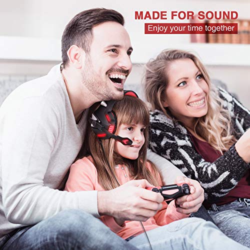Gaming Headset for PS4 Xbox One, Micolindun Over Ear Gaming Headphones with Mic Stereo Surround Noise Reduction LED Lights Volume Control for Laptop, PC, Tablet, Smartphones