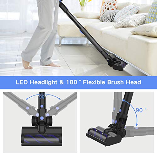 Wowgo Cordless Vacuum Cleaner, 160W Powerful Suction Stick Vacuum with 40min Max Long Runtime Detachable Battery, 4 in 1 Lightweight Quiet Handheld Vacuum Cleaner for Home Hard Floor Carpet Pet Hair