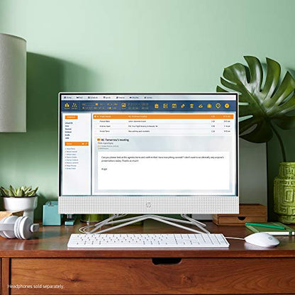HP 22-inch All-in-One Desktop Computer, AMD Athlon Silver 3050U Processor, 4 GB RAM, 256 GB SSD, Windows 10 Home (22-dd0010, White), Snow White