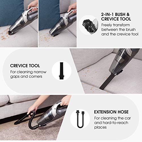 Holife Handheld Vacuum Cordless Portable Vac Cleaner with 9KPA High Power Cyclonic Suction, Washable Stainless Steel Filter, LED Light, Rechargeable Dry Vac for Pet Hair, Dust,Home Cleaning