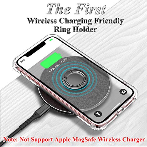eSamcore Phone Ring Holder – Wireless Charger Friendly Ceramic Finger Ring Holder Kickstand [3mm Ultra-Thin] Compatible with All Wireless Charging Cell Phone for iPhone Samsung Galaxy [Black]