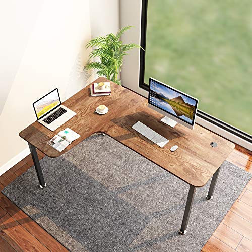 DESIGNA Computer Desk, 60 inch L Shaped Gaming Desk with Free Cool Mouse Pad, Corner Desk Table, Writing Desk Student Home Office Desk Multi-Functional, Study Writing Table Workstation, Archaize Brown