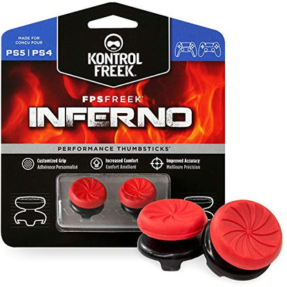 KontrolFreek FPS Freek Inferno for Playstation 4 (PS4) Controller | Performance Thumbsticks | 2 High-Rise Concave | Red