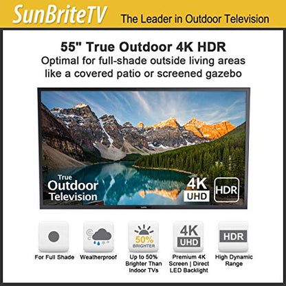 SunBriteTV Weatherproof Outdoor 55-Inch Veranda (2nd Gen) 4K UHD HDR LED Television - SB-V-55-4KHDR-BL Black