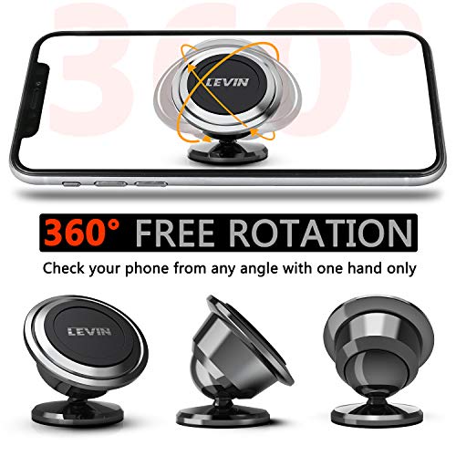 Universal Magnetic Phone Car Mount - LEVIN 360°Rotation Magnetic Cell Phone Holder for Car GPS Compatible with Phone 11 Pro Xs Max X XR Samsung Note 10 9 S10 S9 Plus and Tablets Under 13 Inches