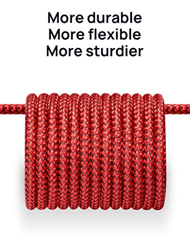 USB Type C Cable 3A Fast Charging [2-Pack 6.6ft], JSAUX USB-A to USB-C Charge Braided Cord Compatible with Samsung Galaxy S10 S9 S8 S20 Plus A51 A11,Note 10 9 8, PS5 Controller, USB C Charger(Red)