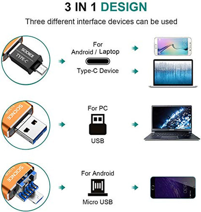 USB3.0 Flash Drives 512GB, SCICNCE Memory Drive 512GB Photo Stick Compatible with Mobile Phone & Computers, Mobile Phone External Expandable Memory Storage Drive, Take More Photos & Videos (Orange)