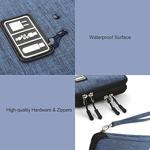 Electronics Organizer, Jelly Comb Electronic Accessories Cable Organizer Bag Waterproof Travel Cable Storage Bag for Charging Cable, Power Bank, iPad （Up to 11'' and More-Large(Black and Blue)