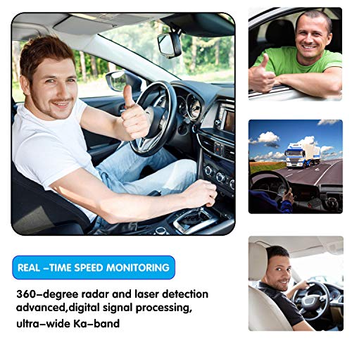[2021 New Version] Radar-Detector-for-Cars,Laser Radar Detector Voice Prompt Speed,Vehicle Speed Alarm System,LED Display,City/Highway Mode,Auto 360 Degree Detection for Cars（Black）