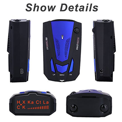 Radar Detector, Laser Radar Detectors V7, Voice Prompt Speed, Vehicle Speed Alarm System, Led Display, City/Highway Mode, Car 360 Degree Automatic Detection (Blue)