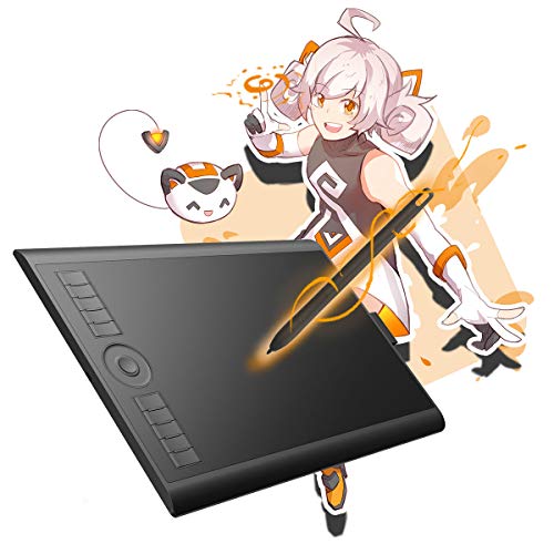 GAOMON M10K2018 10 x 6.25 inches Graphic Drawing Tablet 8192 Levels of Pressure Digital Pen Tablet with Battery-Free Stylus