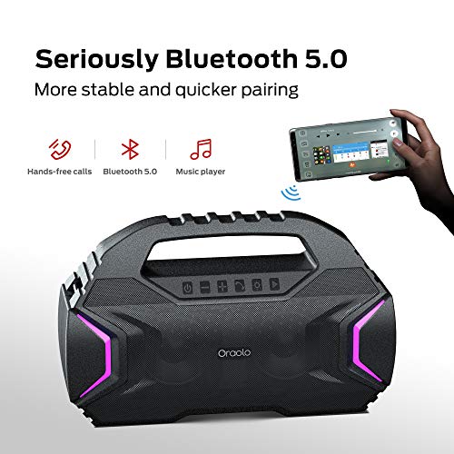 Bluetooth Speaker,Oraolo M100 Portable Bluetooth Speaker with 40W Loud Stereo,Sound Rich Bass 10000mAh Battery Power,Bluetooth 5.0,TWS LED Lights,Speaker for Home,Outdoor,Travel(Update)