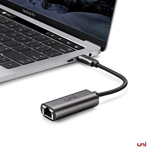 USB C to Ethernet Adapter, uni RJ45 to USB C Thunderbolt 3/Type-C Gigabit Ethernet LAN Network Adapter, Compatible for MacBook Pro 2020/2019/2018/2017, MacBook Air, Dell XPS and More - Gray