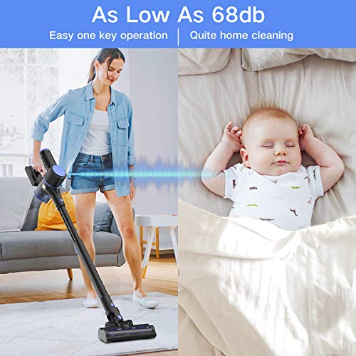 Wowgo Cordless Vacuum Cleaner, 160W Powerful Suction Stick Vacuum with 40min Max Long Runtime Detachable Battery, 4 in 1 Lightweight Quiet Handheld Vacuum Cleaner for Home Hard Floor Carpet Pet Hair